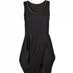 Cop Copine Black Silver Neck Raval Robe Draped Dress Size 42 L/XL